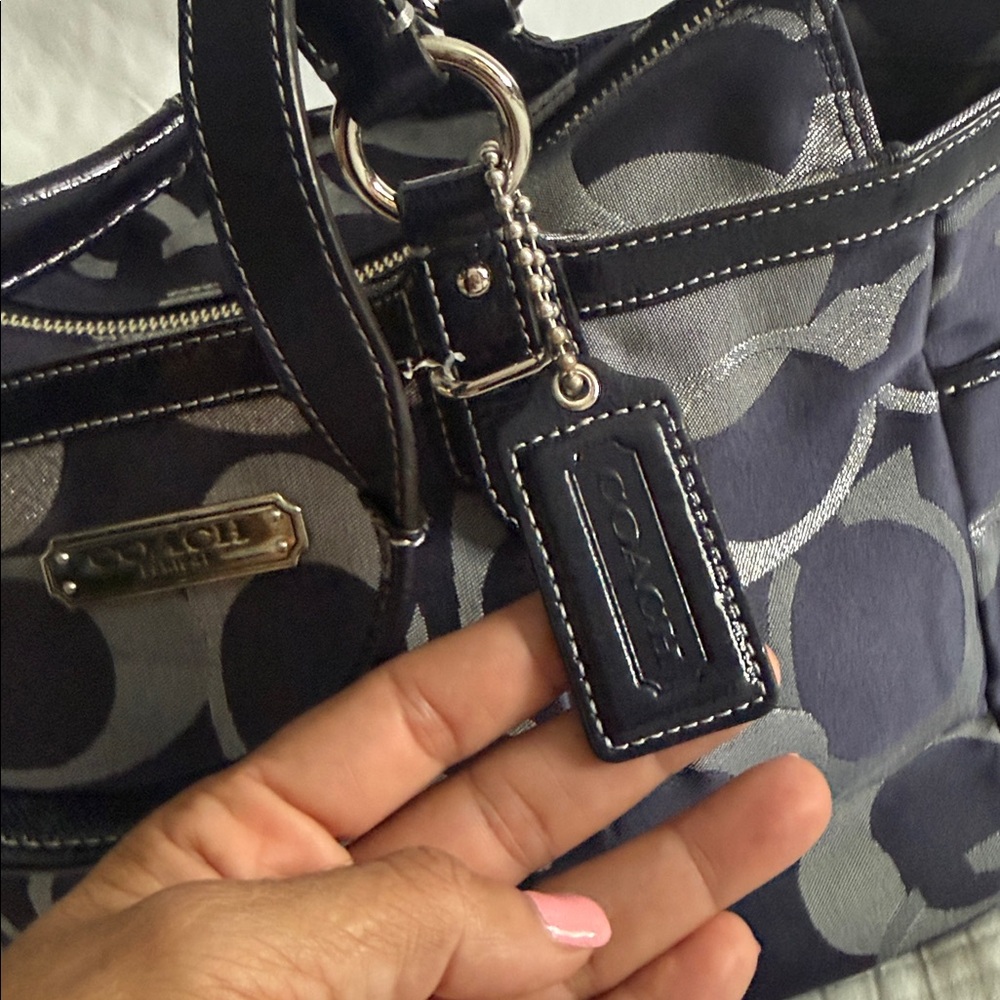 NWT COACH Gal Opt Met Signature Tote,shoulder bag size Medium 3H00066983 Blue - Picture 2 of 16